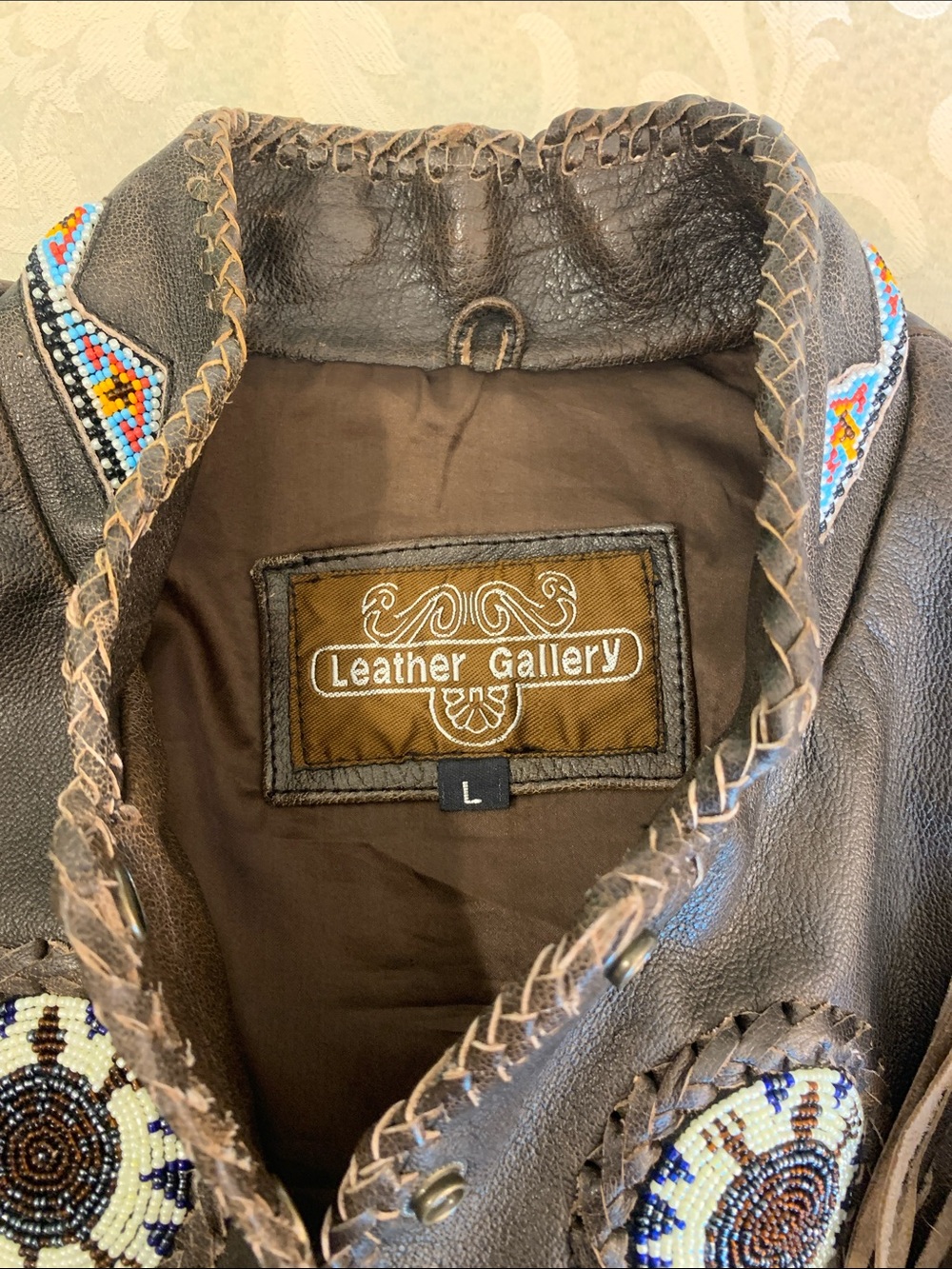 Brown Beaded Fringe Leather fully Lined Jacket with Western Feel - Picture 2 of 15